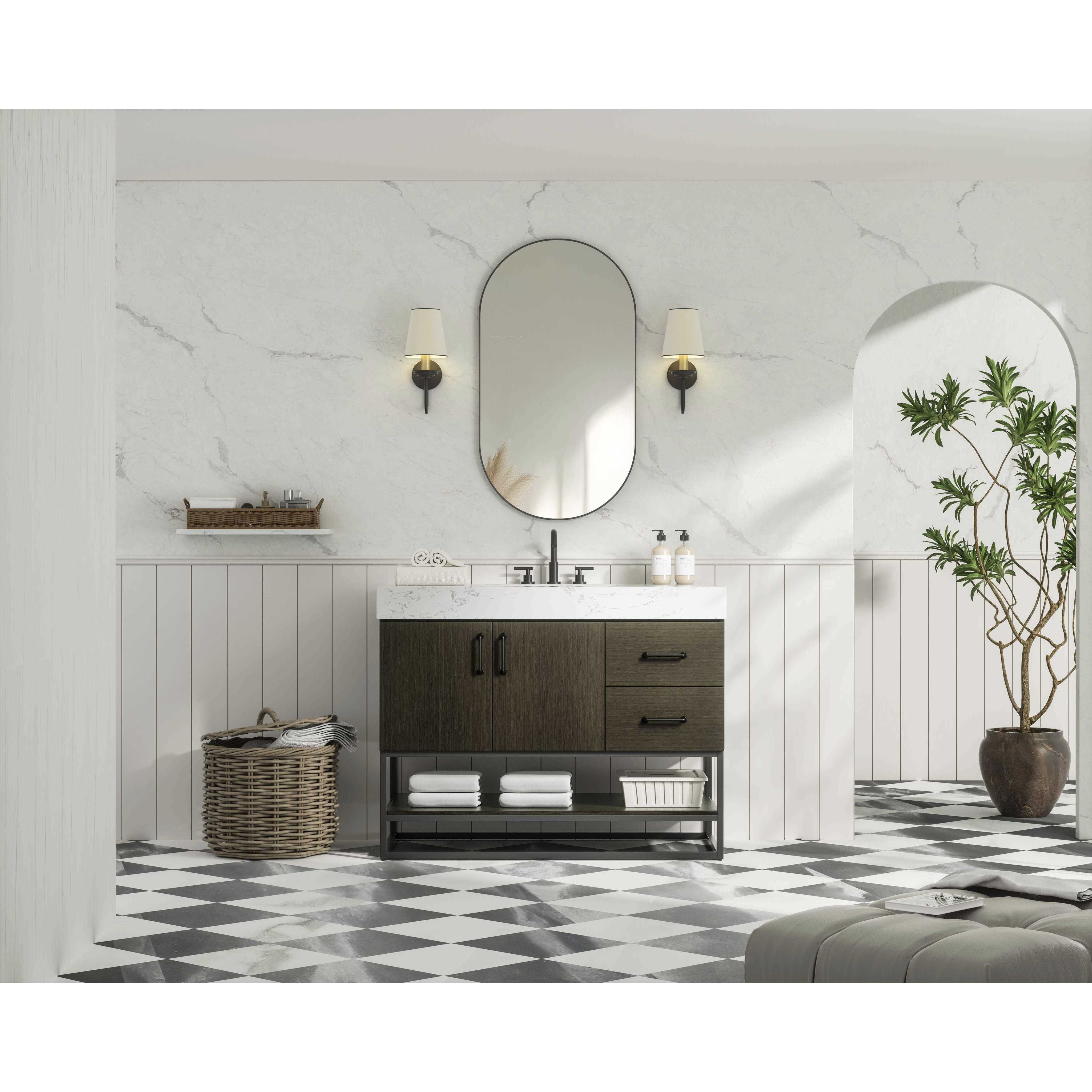 Caroline 42 X 34 inch Mocha Brown Bathroom Vanity Cabinet