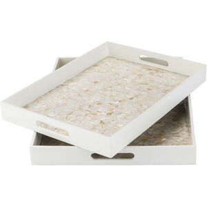 Alessandra White and Tan Decorative Tray, Mother of Pearl