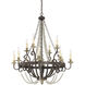 Menard 12 Light 38 inch Fossil Stone Chandelier Ceiling Light, 10ft of chain 12ft  wire