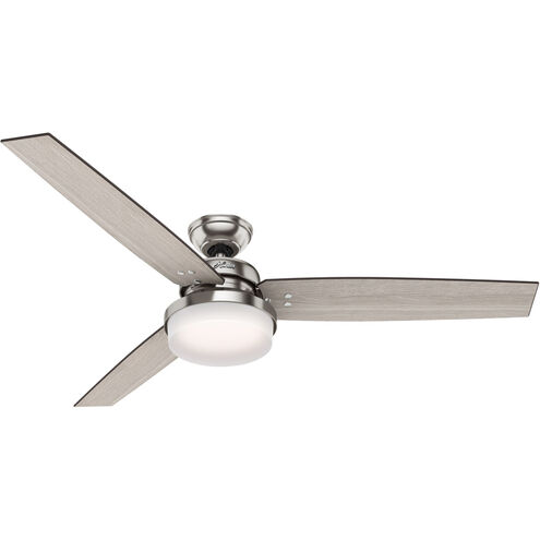 Sentinel 60 inch Brushed Nickel with Light Gray Oak/Greyed Walnut Blades Ceiling Fan