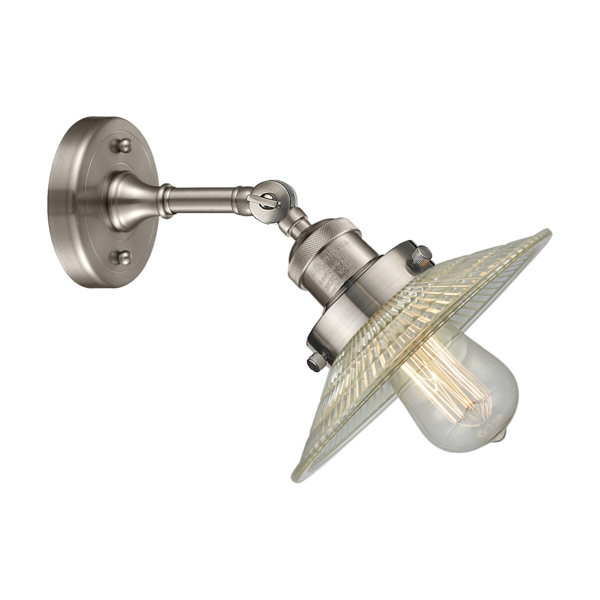 Franklin Restoration Halophane LED 8.5 inch Brushed Satin Nickel Sconce Wall Light in Clear Halophane Glass, Franklin Restoration
