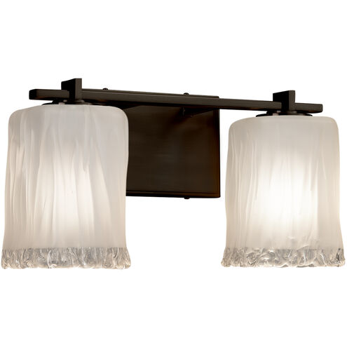Veneto Luce 2 Light 14.5 inch Dark Bronze Vanity Light Wall Light in White Frosted (Veneto Luce), Square with Rippled Rim, Incandescent