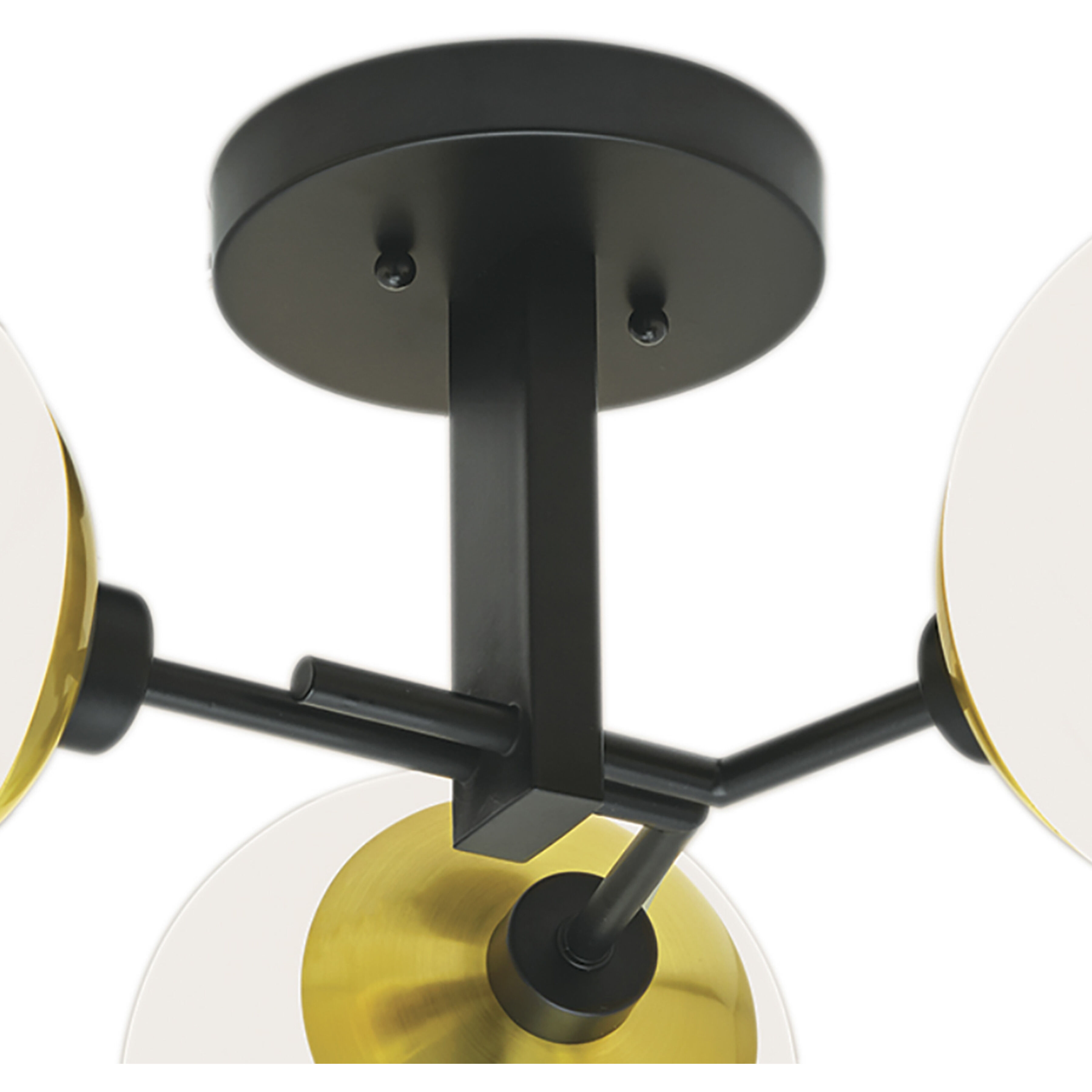 Triple Play 3 Light 24.38 inch Polished Brass with Matte Black Semi Flush Mount Ceiling Light