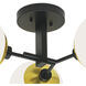 Triple Play 3 Light 24.38 inch Polished Brass with Matte Black Semi Flush Mount Ceiling Light