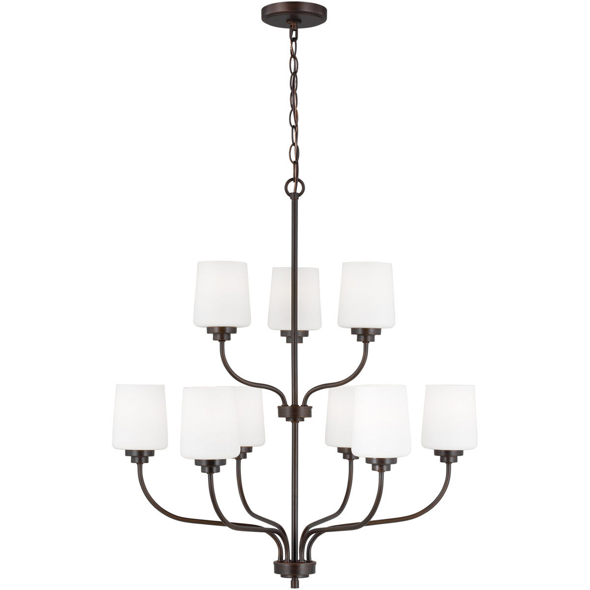 Windom 9 Light 28 inch Bronze Chandelier Ceiling Light in Burnt Sienna
