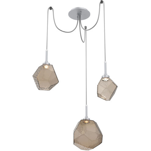 Gem LED 17 inch Classic Silver Swag Multi-Pendant Ceiling Light in 3000K LED, Bronze