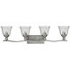 Bolla 4 Light 35.75 inch Brushed Nickel Vanity Light Wall Light in Clear Seedy