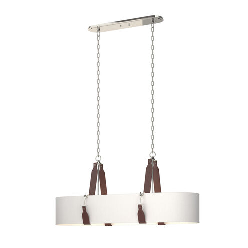 Saratoga 4 Light 46 inch Polished Nickel Pendant Ceiling Light in Leather British Brown, Natural Anna, Oval
