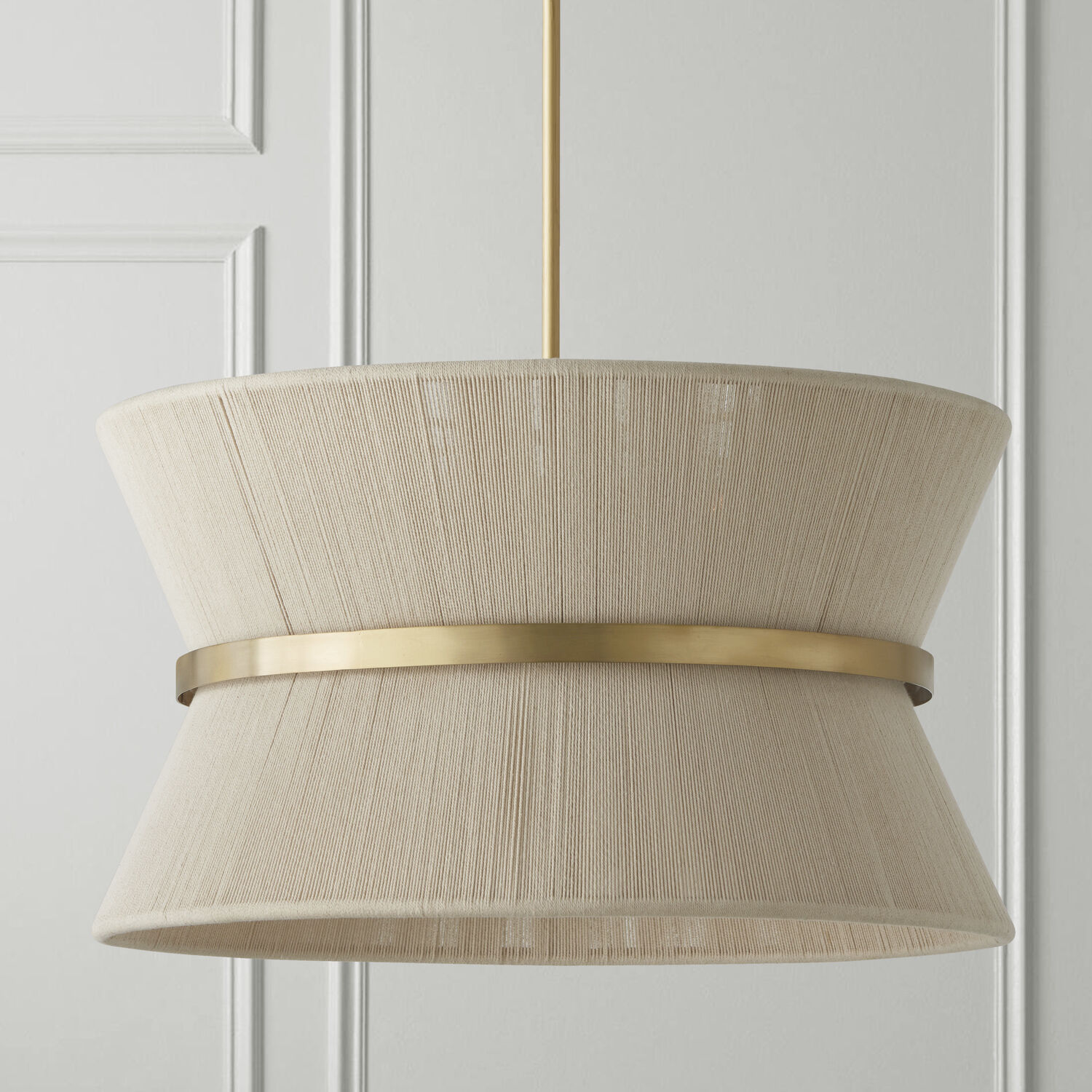 Cecilia 8 Light 24 inch Bleached Natural Rope and Patinaed Brass Pendant Ceiling Light 