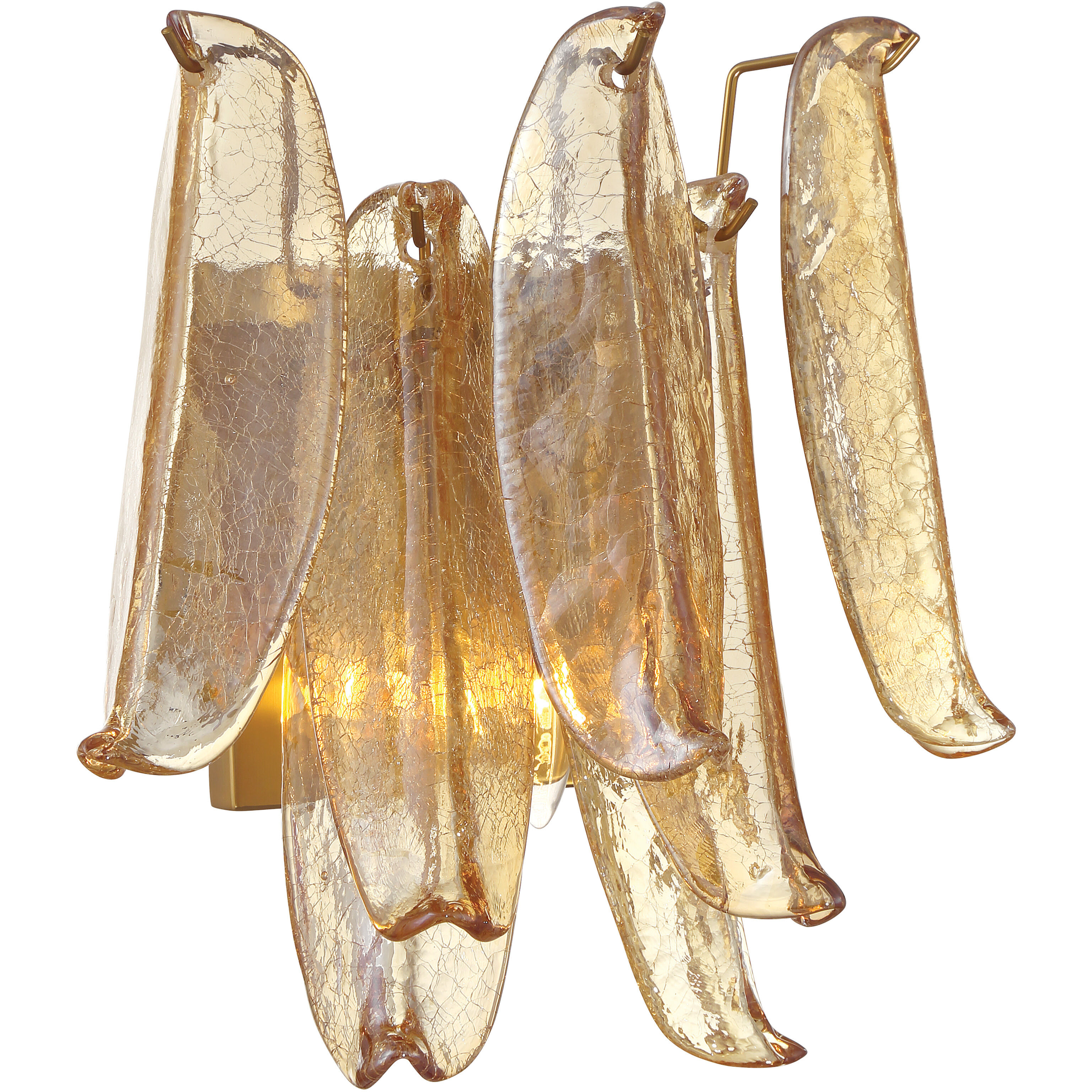 Regent Wall Sconce Wall Light in Amber Crackled Glass