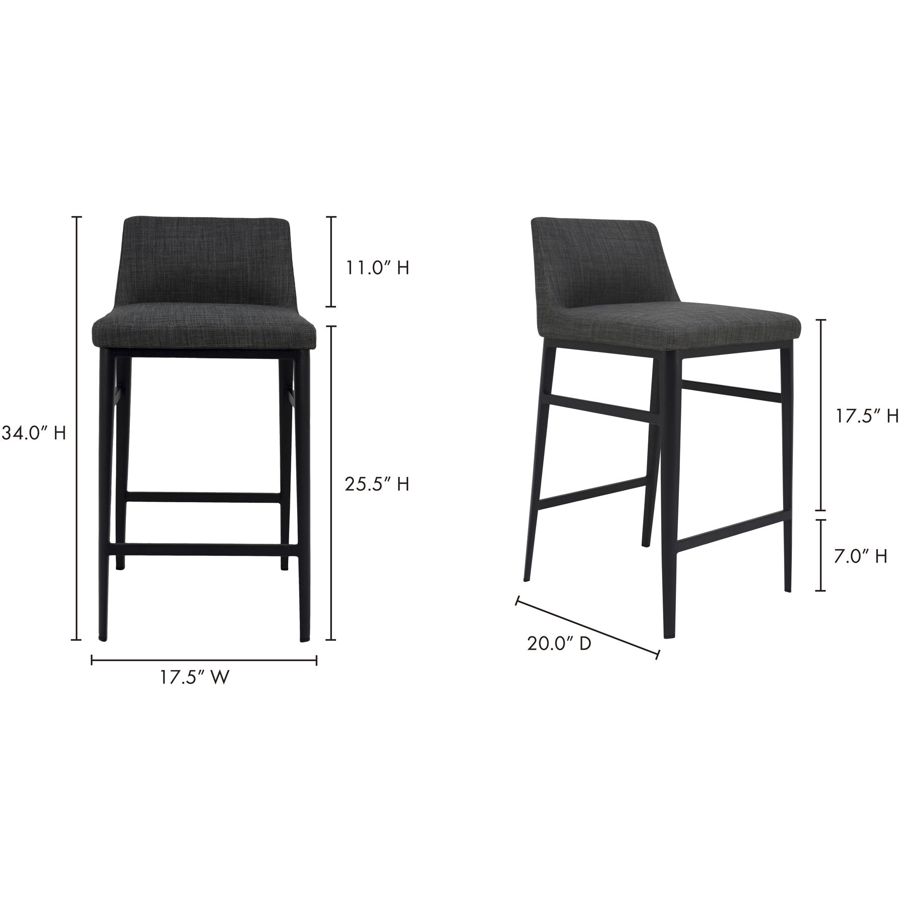 Baron 34 inch Grey Counter Stool