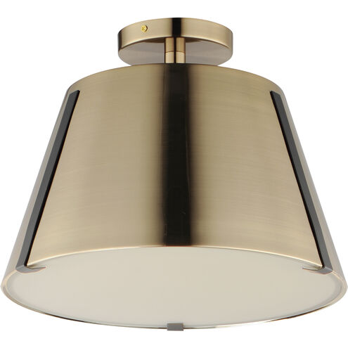 Carlo LED 14 inch Dark Bronze/Leather/Heritage Brass Semi-Flush Mount Ceiling Light