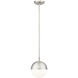 Realm Sphere 1 Light 10.75 inch Brushed Nickel Pendant Ceiling Light