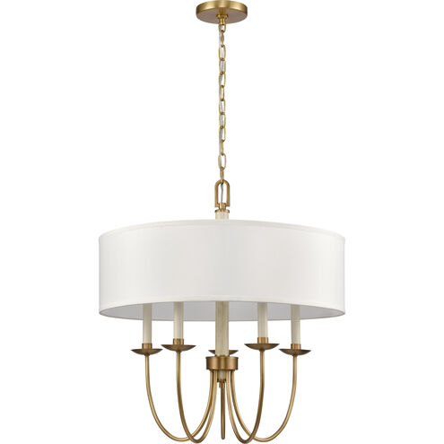 Neville 5 Light 23 inch Natural Brass and Bleached White with Off White Chandelier Ceiling Light in Natural Brass and Bleached White Wood with Off White