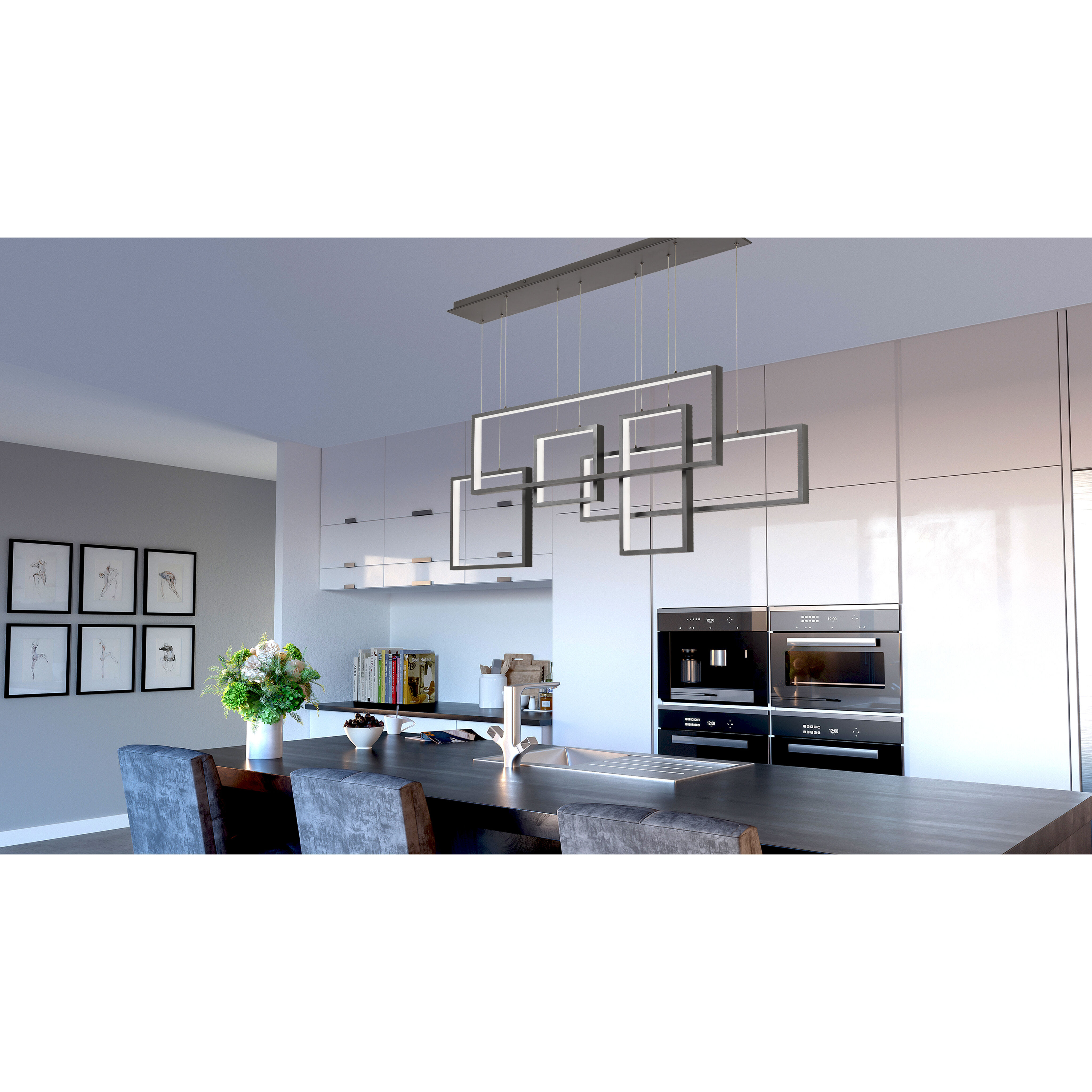 Canvas LED 57 inch Western Bronze Island Chandelier Ceiling Light