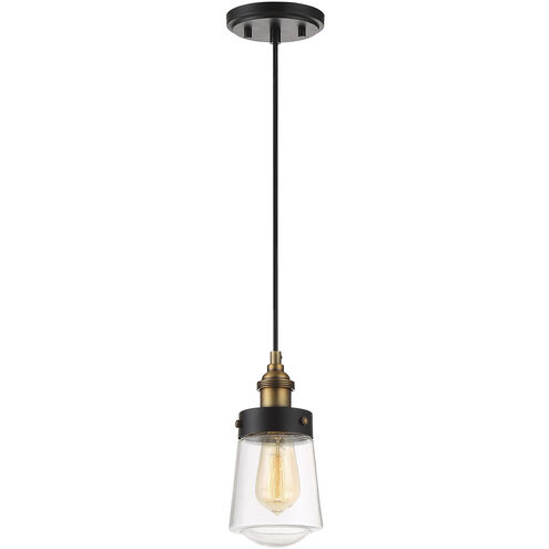 Macauley 1 Light 4.75 inch Vintage Black with Warm Brass Mini-Pendant Ceiling Light