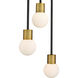Neutra 3 Light 11.75 inch Matte Black and Foundry Brass Chandelier Ceiling Light