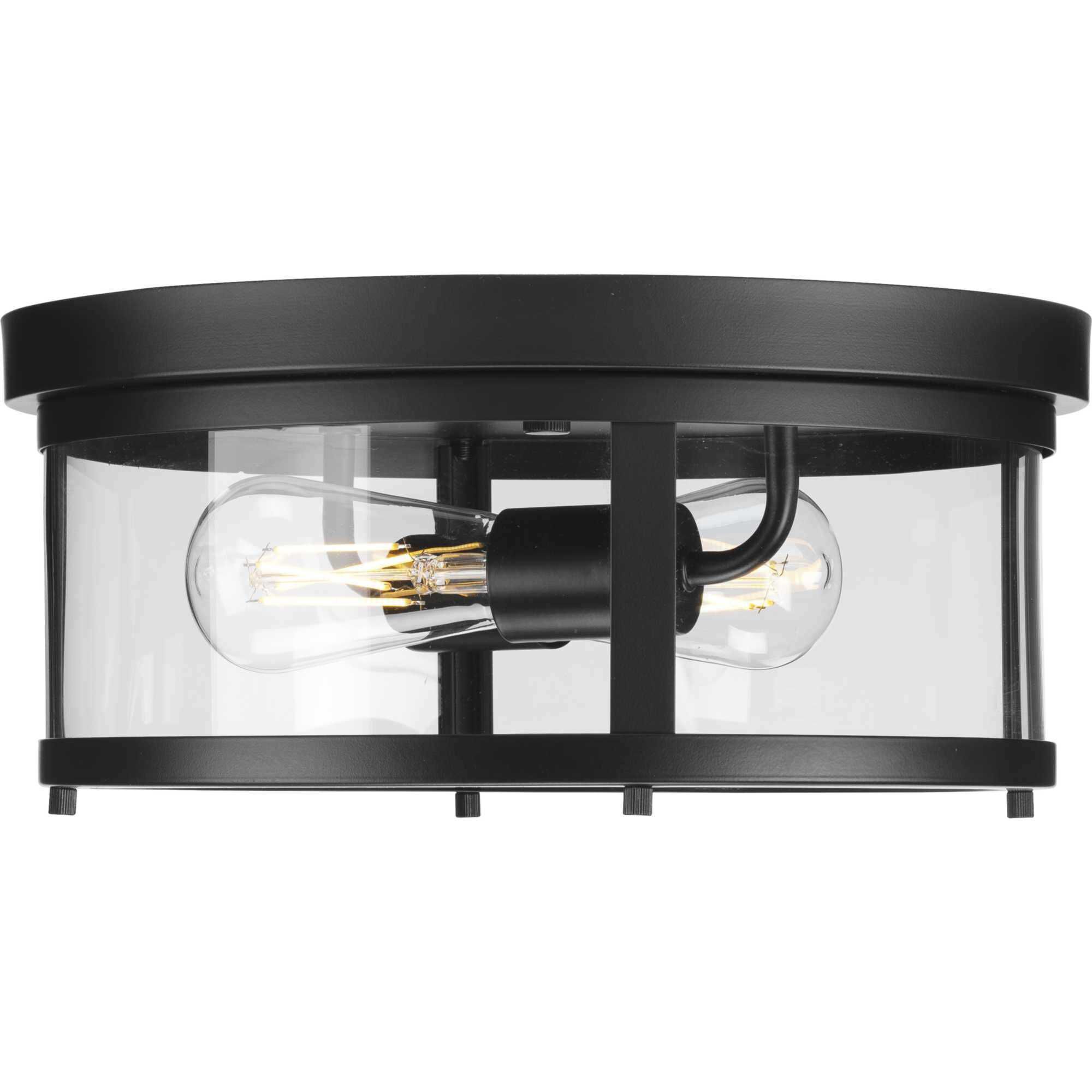 Gunther 2 Light 12.63 inch Matte Black Flushmount Ceiling Light
