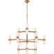 AERIN Margita 24 Light 44.5 inch Hand-Rubbed Antique Brass Chandelier Ceiling Light in White Glass, Medium