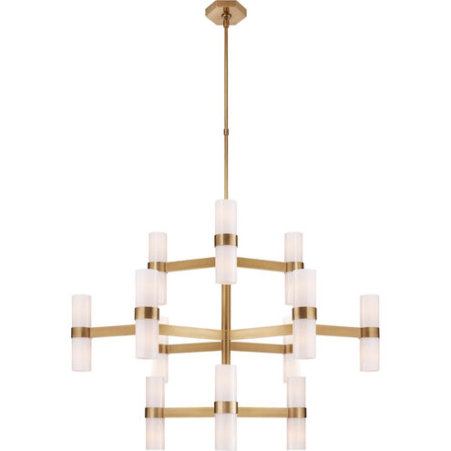 AERIN Margita 24 Light 44.5 inch Hand-Rubbed Antique Brass Chandelier Ceiling Light in White Glass, Medium