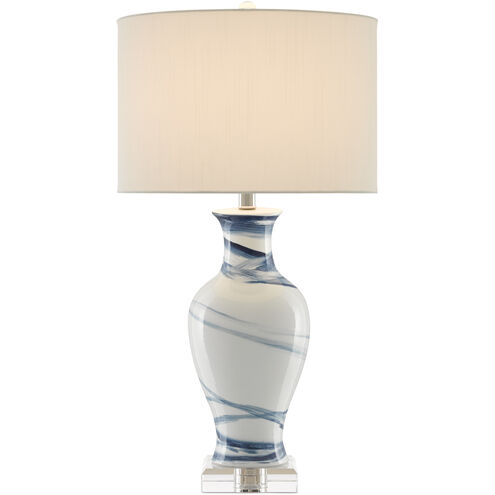 Hanni 28.5 inch 150 watt White/Blue Table Lamp Portable Light