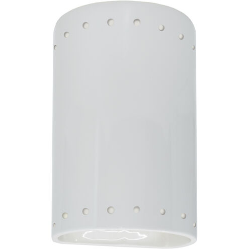 Ambiance Cylinder LED 9.5 inch Gloss White Outdoor Wall Sconce, Small