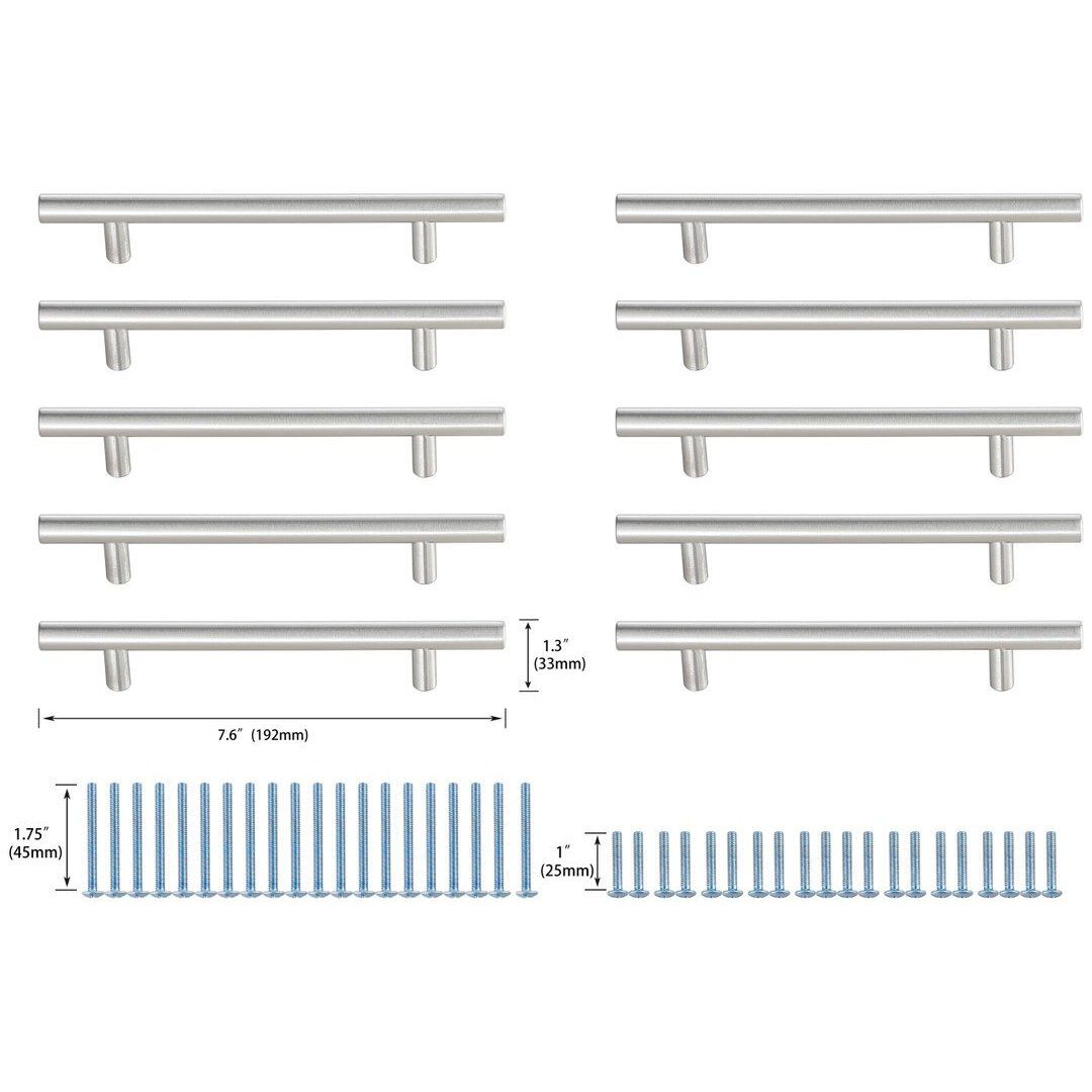 Quinn Brushed Nickel Hardware Drawer Pull in 5in Center to Center Bar, Set of 10