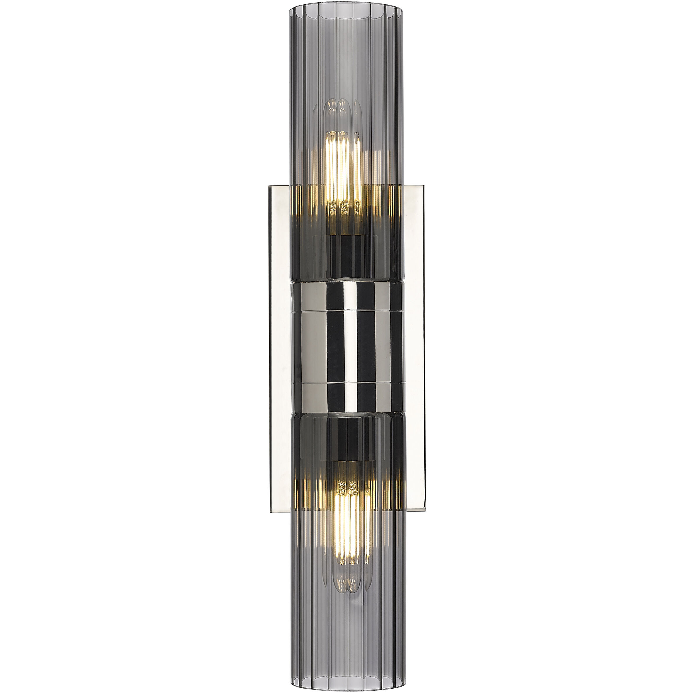 Empire 2 Light 18.5 inch Polished Nickel Bath Vanity Light Wall Light in Plated Smoke Glass