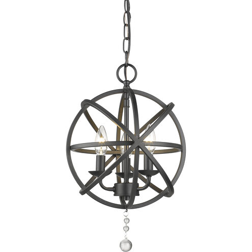 Tull 3 Light 12 inch Matte Black Chandelier Ceiling Light