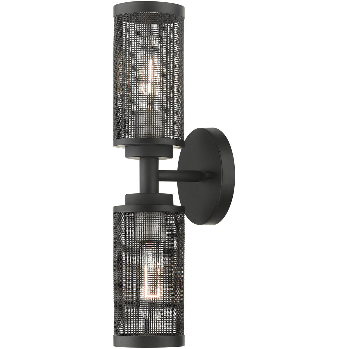 Industro 2 Light 5 inch Black with Brushed Nickel Accents Sconce Wall Light