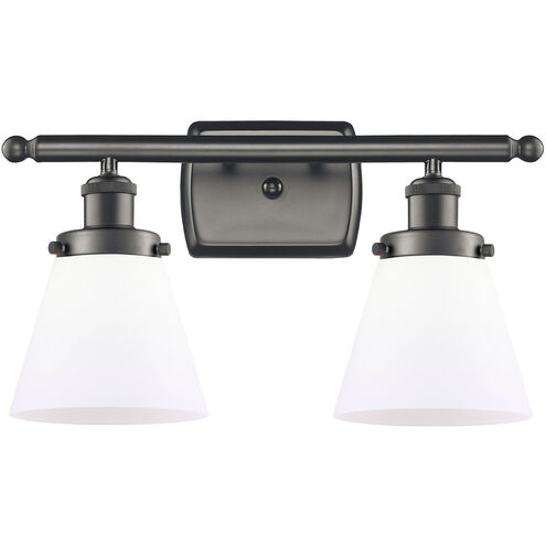 Ballston Small Cone LED 16 inch Oil Rubbed Bronze Bath Vanity Light Wall Light in Matte White Glass, Ballston