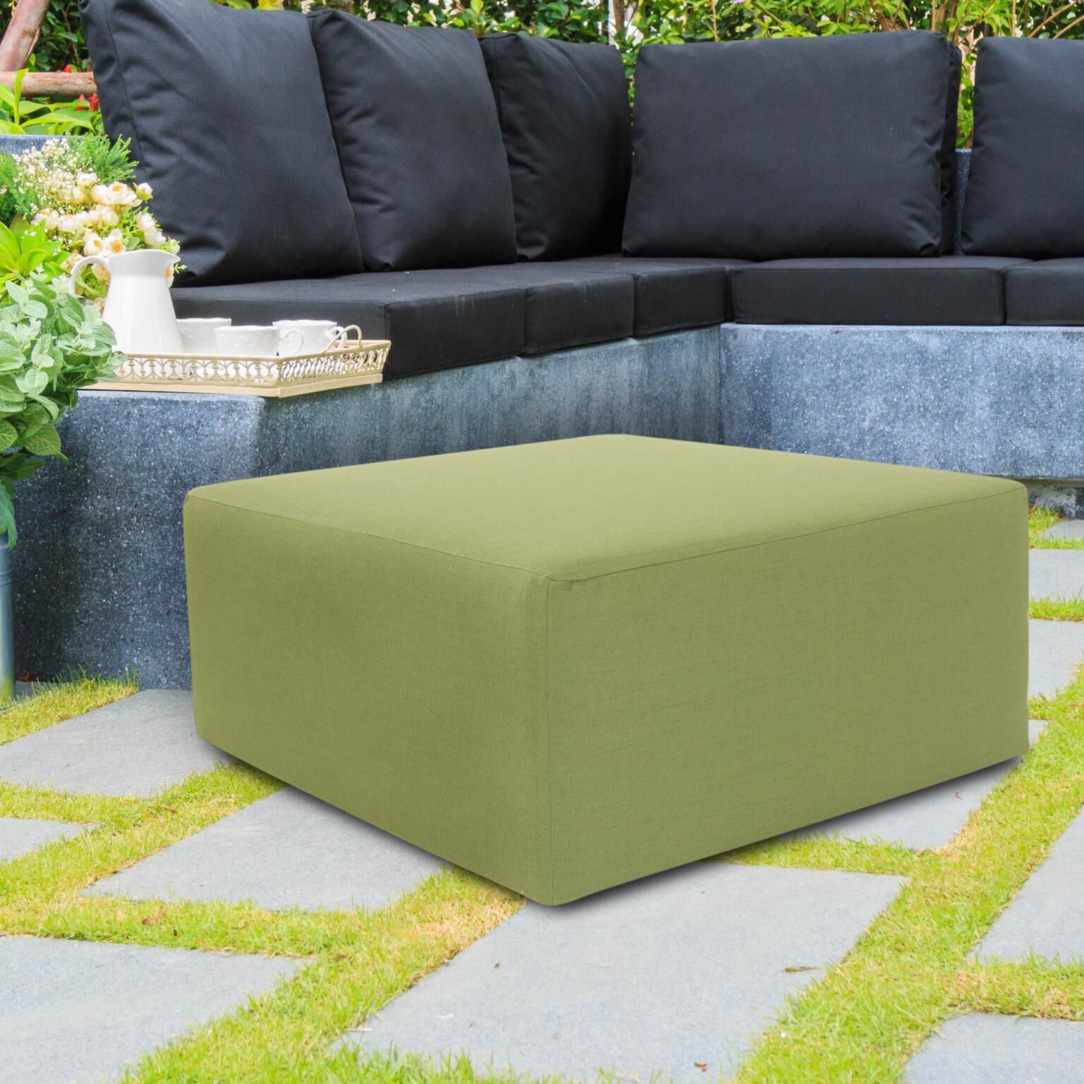 Universal 17 inch Moss Outdoor Ottoman, 36in Square, The Seascape Collection