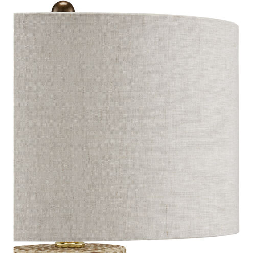 Polka Dot 28.25 inch 150 watt Ivory and Brown with Polished Brass Table Lamp Portable Light