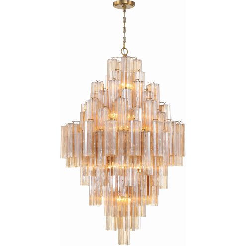 Addis 20 Light 31.5 inch Aged Brass Chandelier Ceiling Light in Tronchi Glass Amber