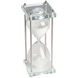 Modern White and Clear and Polished Silver Hourglass