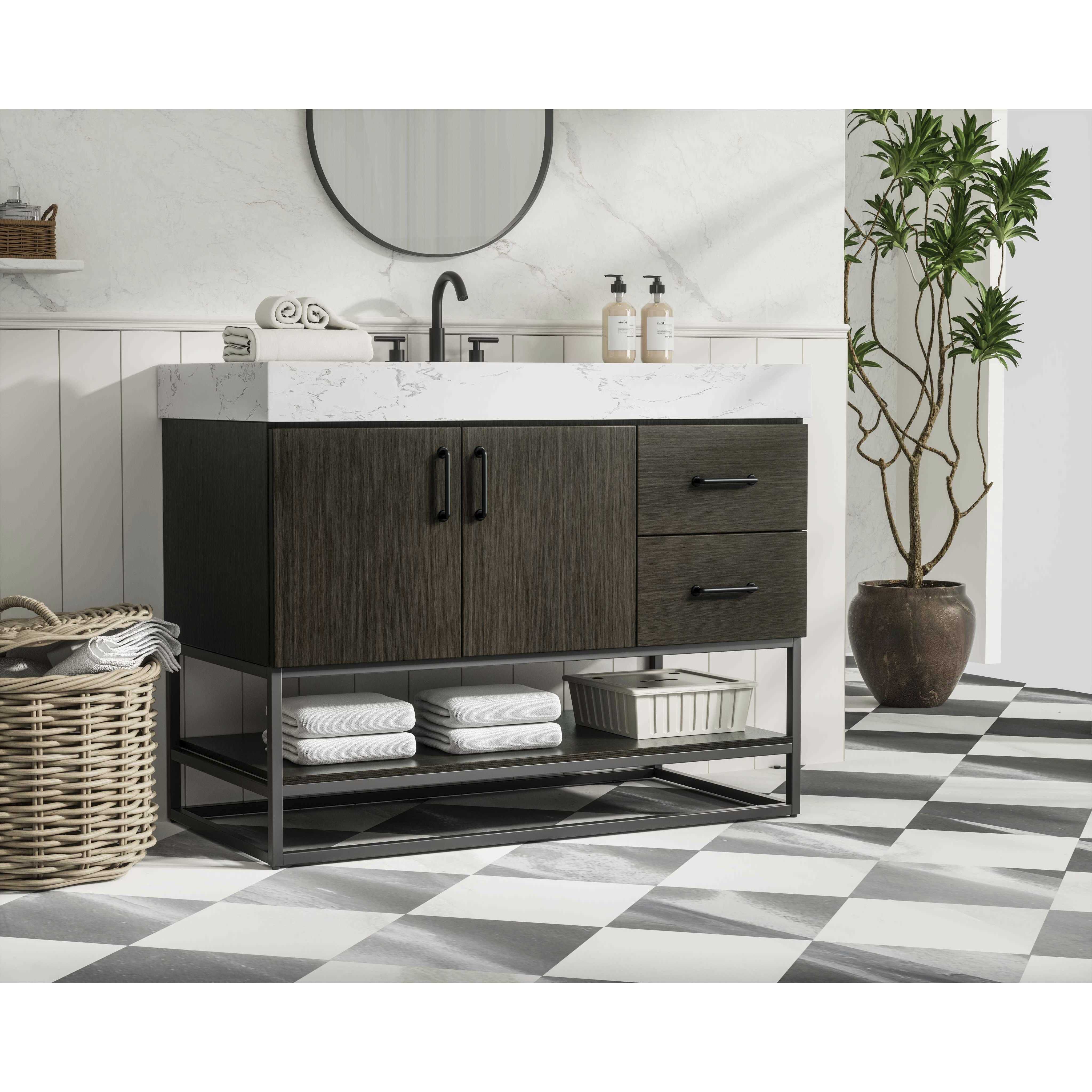 Caroline 42 X 34 inch Mocha Brown Bathroom Vanity Cabinet