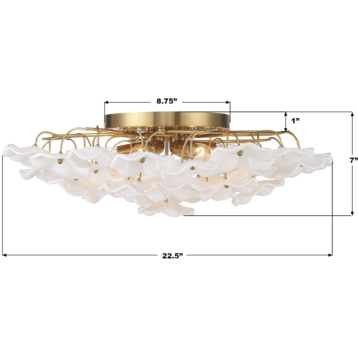 Esme 6 Light 22.5 inch Aged Brass Semi Flush Ceiling Light
