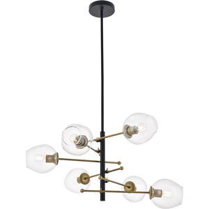 Paragon 6 Light 32 inch Matte Black and Brass Pendant Ceiling Light