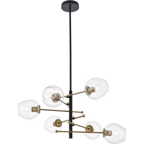Paragon 6 Light 32 inch Matte Black and Brass Pendant Ceiling Light