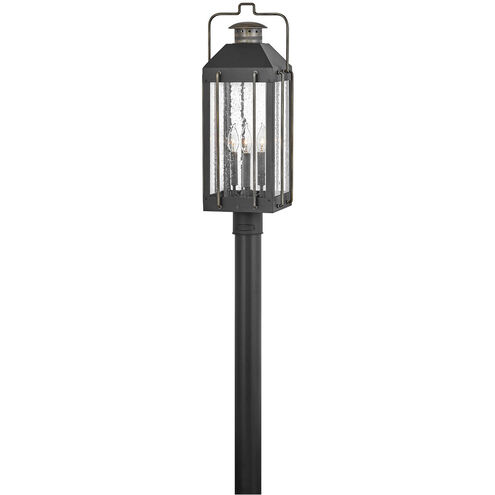 Heritage Fitzgerald LED 27 inch Textured Black with Burnished Bronze Outdoor Post Mount Lantern