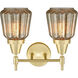 Caden 2 Light 15 inch Satin Brass Bath Vanity Light Wall Light in Seedy Glass