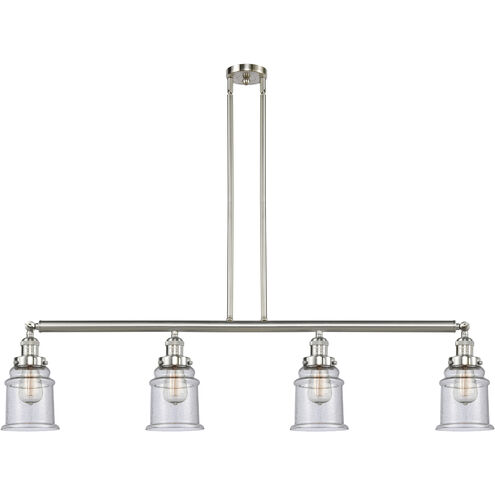 Franklin Restoration Canton LED 50.63 inch Brushed Satin Nickel Island Light Ceiling Light in Seedy Glass, Franklin Restoration