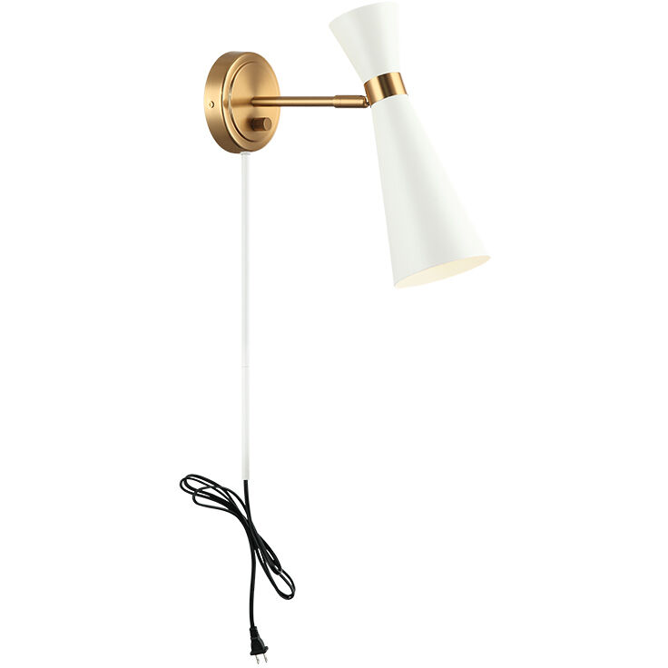Blaze Wall Sconce Wall Light in Aged Gold Brass and White