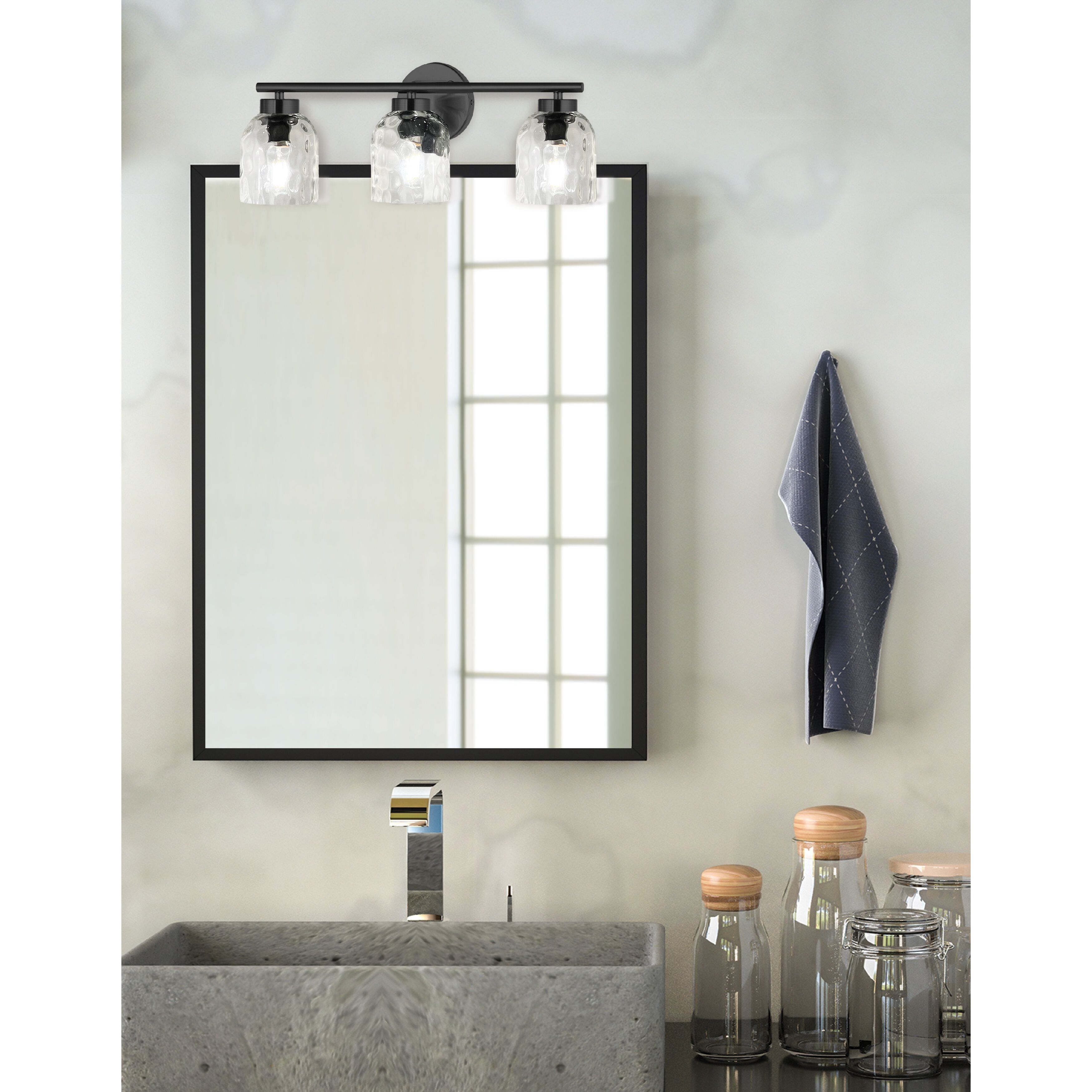 Vallora 3 Light 21 inch Matte Black Vanity Light Wall Light