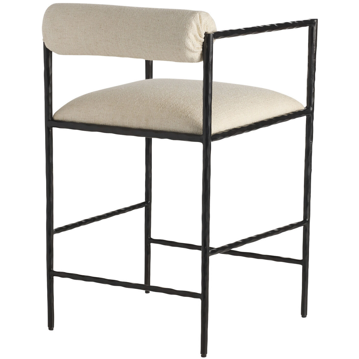Barbana 33 inch Oxford White and Natural Iron Counter Stool
