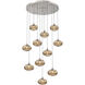Coppa 11 Light Beige Silver Chandelier Ceiling Light, Round Multi-Port
