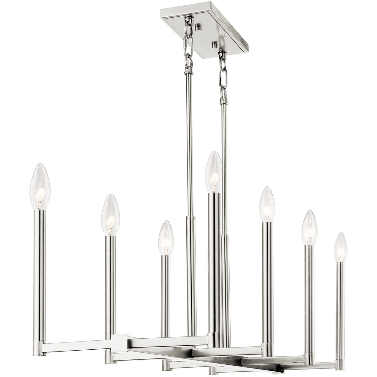 Alpine 8 Light 37 inch Brushed Nickel Linear Chandelier Ceiling Light