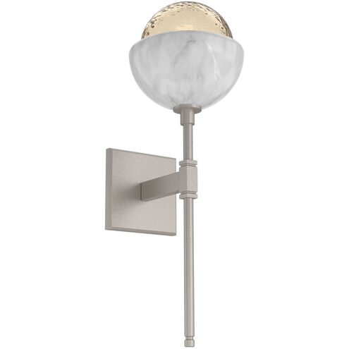 Cabochon LED 7.7 inch Metallic Beige Silver with White Marble Sconce Wall Light in Amber, 2700K LED, Belvedere