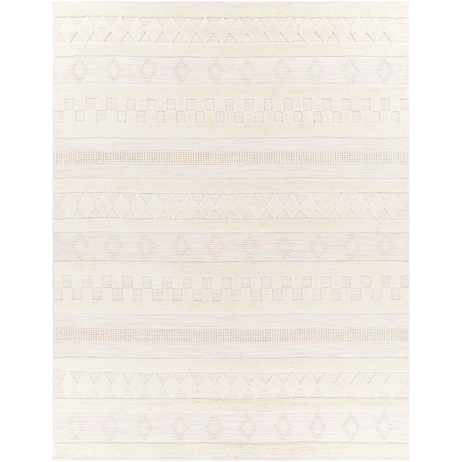Nairobi 120 X 96 inch Light Pink/Cream/Ivory Handmade Rug in 8 x 10