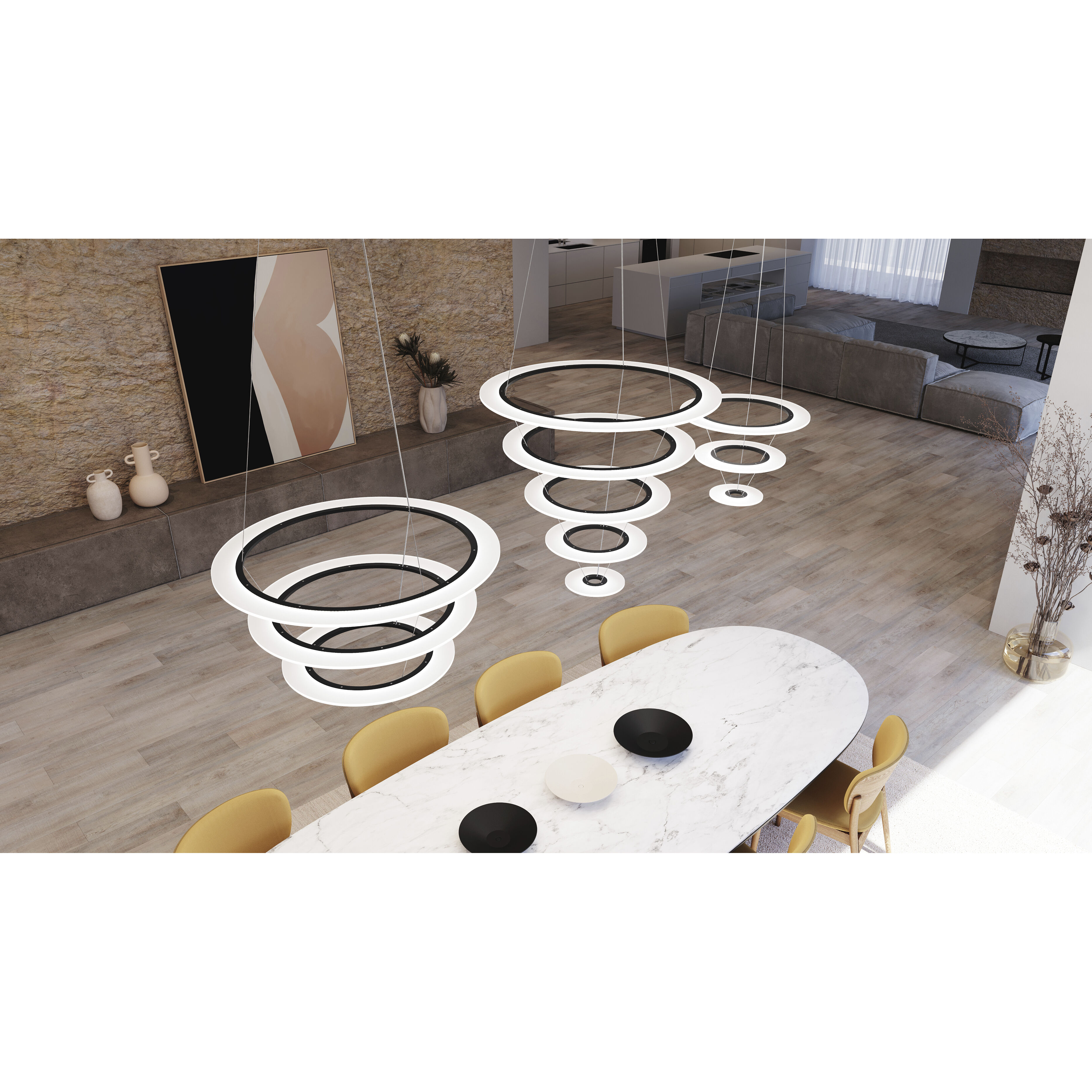 Arctic Rings LED 37.25 inch Satin Black Ring Pendant Ceiling Light